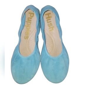 Hush Puppies Women's Suede Vintage Vibrant Turquoise/Teal Blue Ballet Flats 9.5